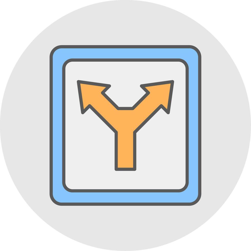 Diverge Line Filled Light Circle Icon vector