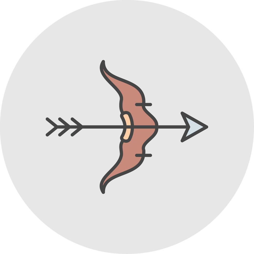 Bow And Arrow Line Filled Light Circle Icon vector
