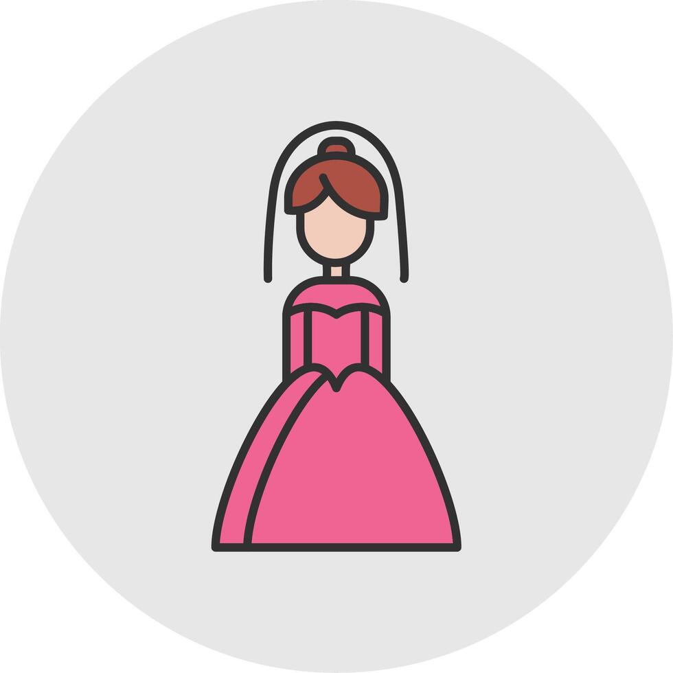 Bride Line Filled Light Circle Icon vector