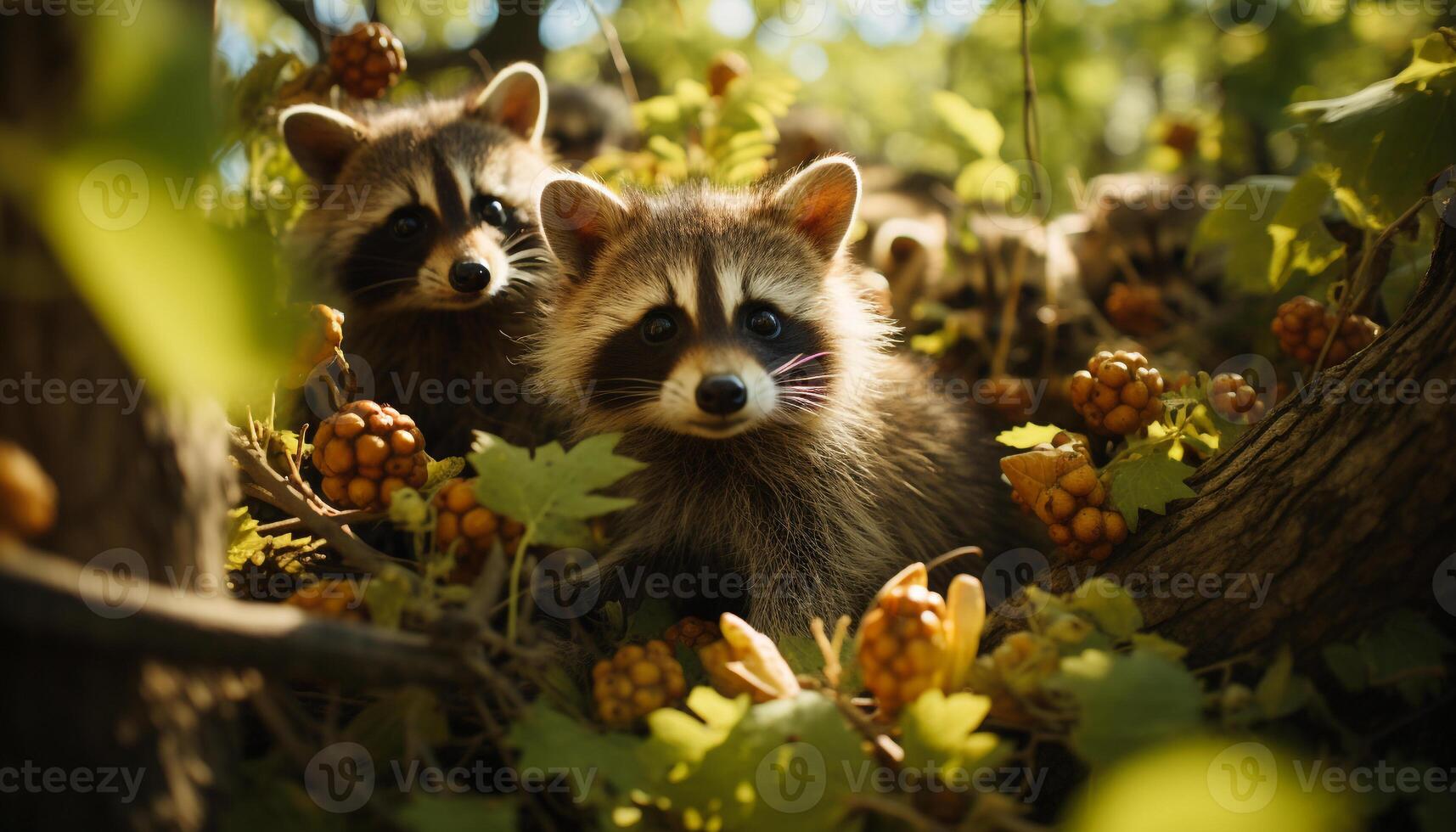 ai generado linda mamífero mirando a cámara en el bosque generado por ai foto