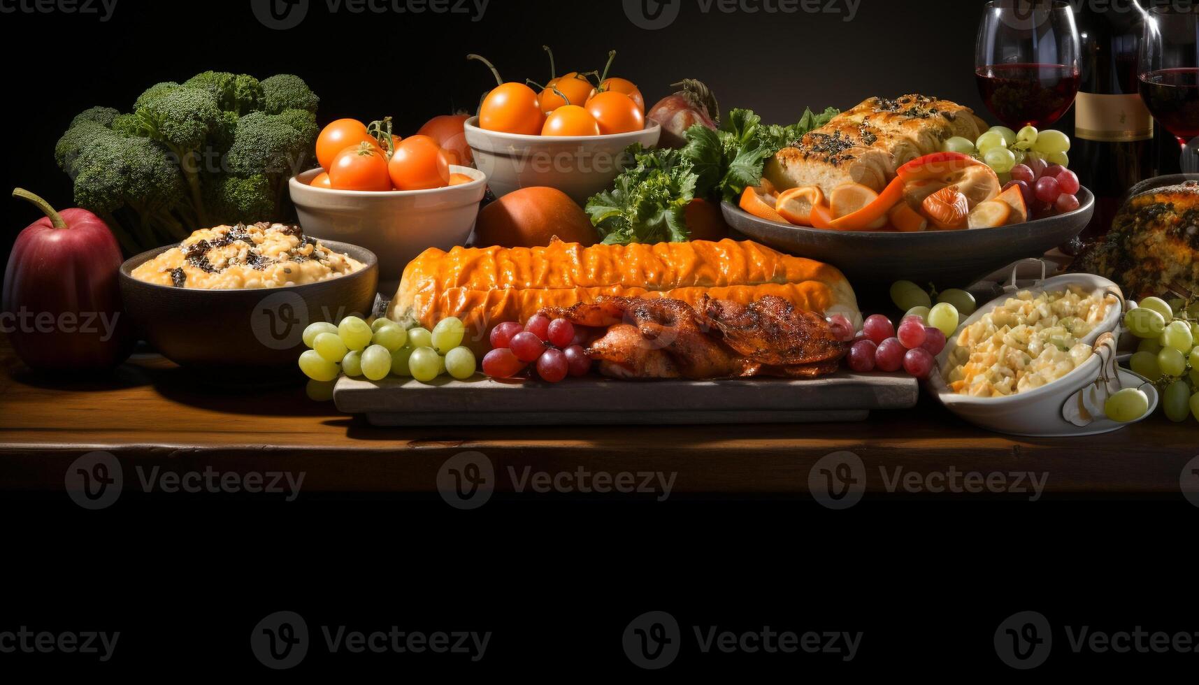 AI generated Freshness and variety on a gourmet picnic table generated by AI photo