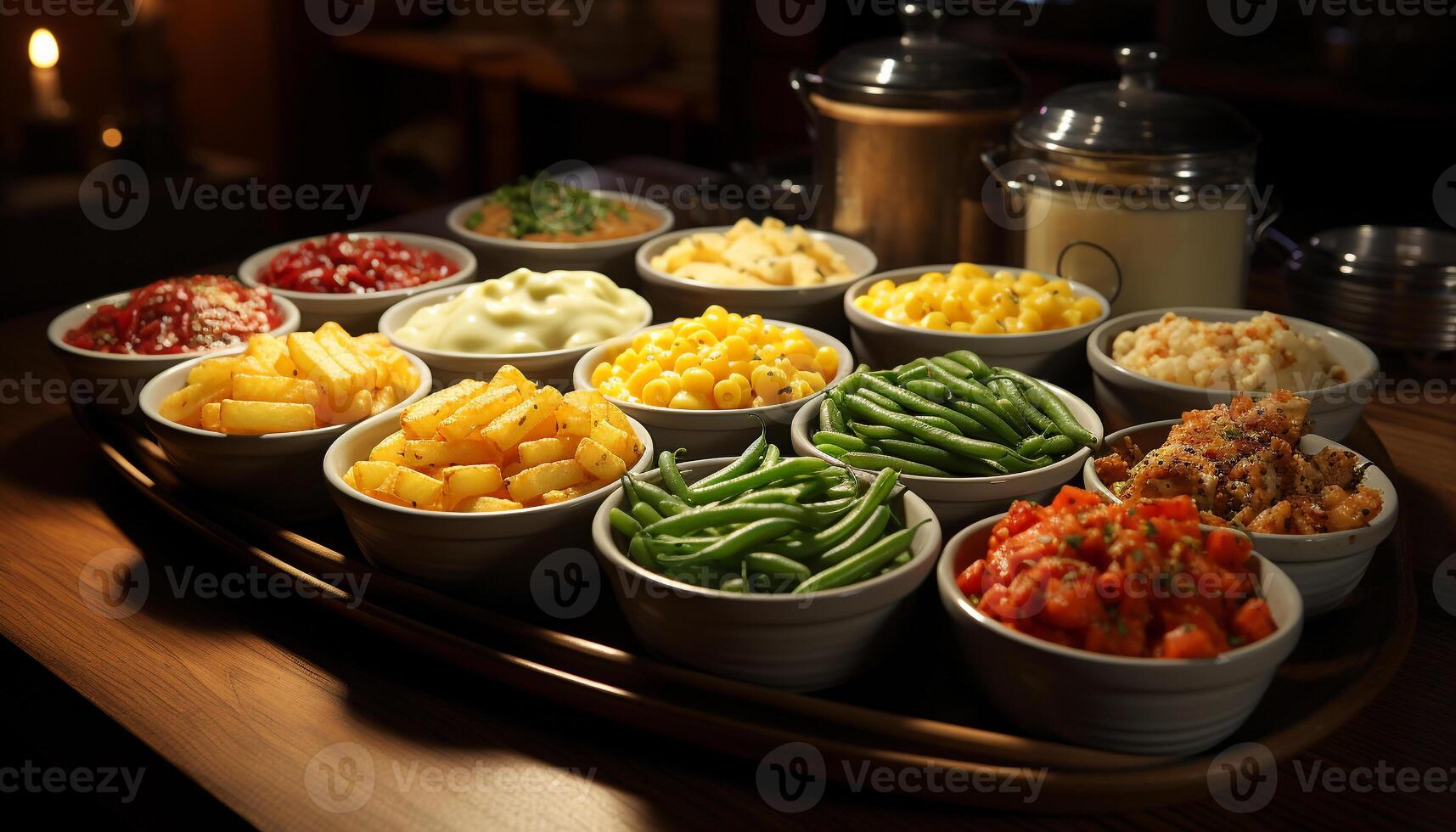 ai generado frescura y variedad en un gastrónomo vegetariano plato generado por ai foto