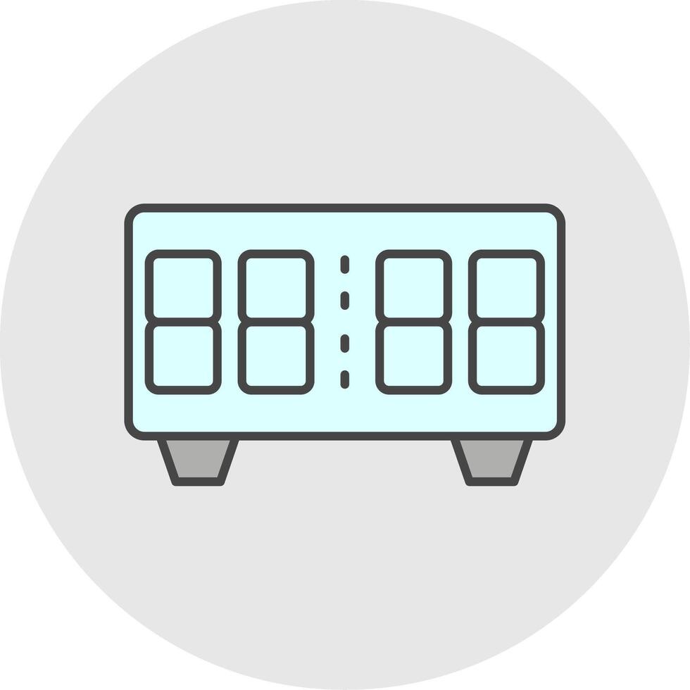 Digital Clock Line Filled Light Circle Icon vector