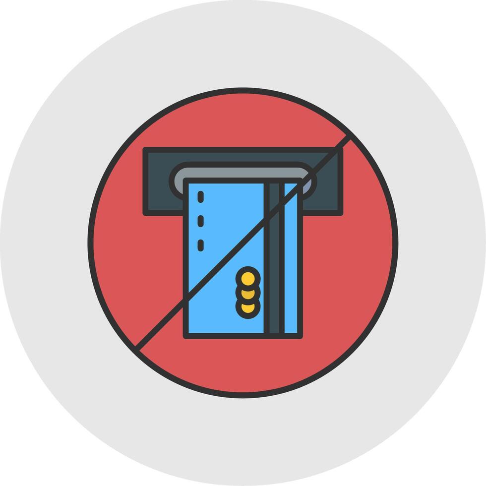 No Credit Card Line Filled Light Circle Icon vector