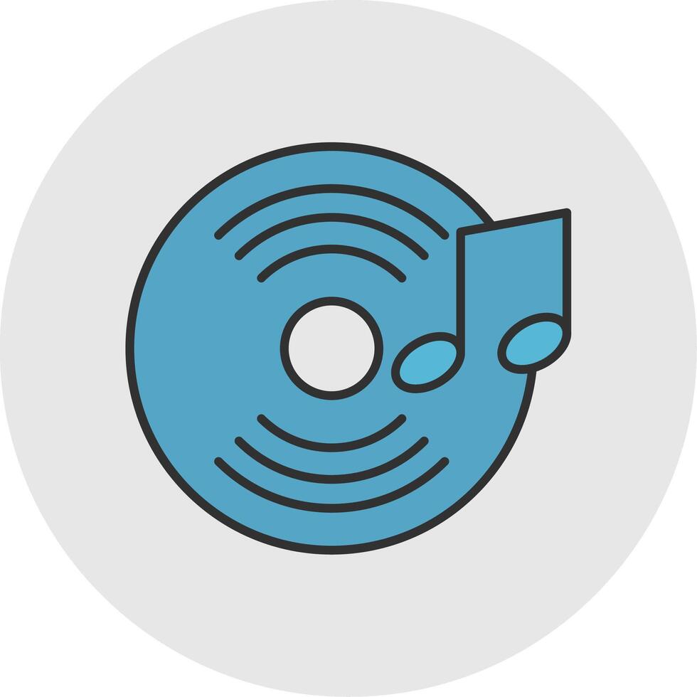 Vinyl Record Line Filled Light Circle Icon vector