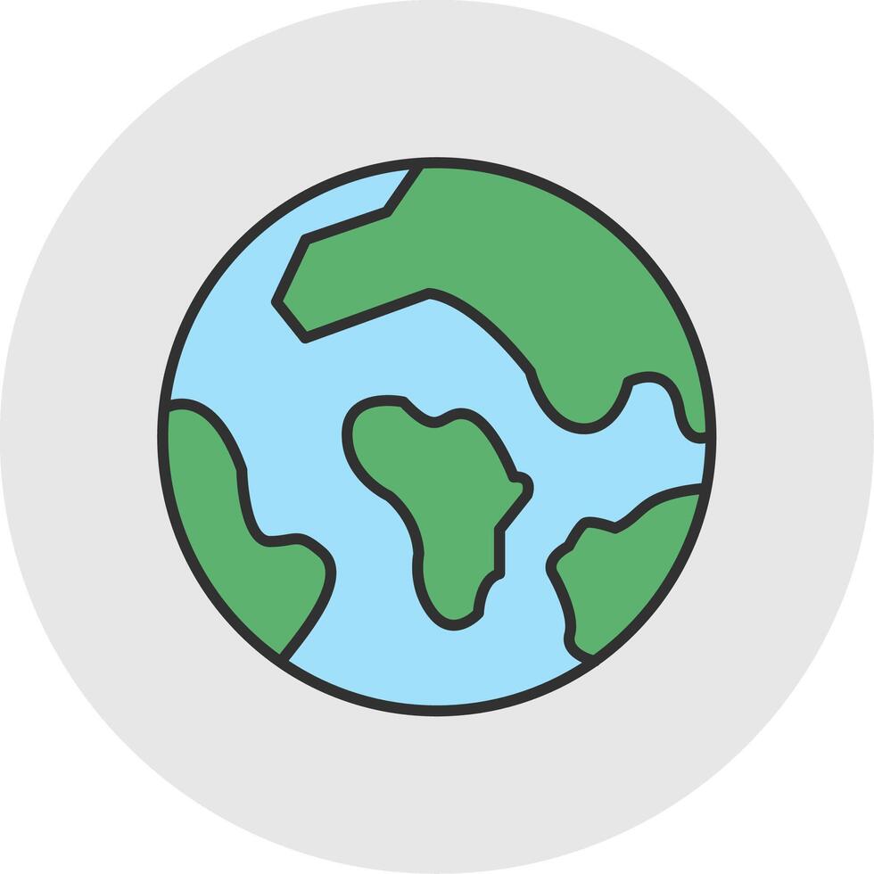 Earth Line Filled Light Circle Icon vector