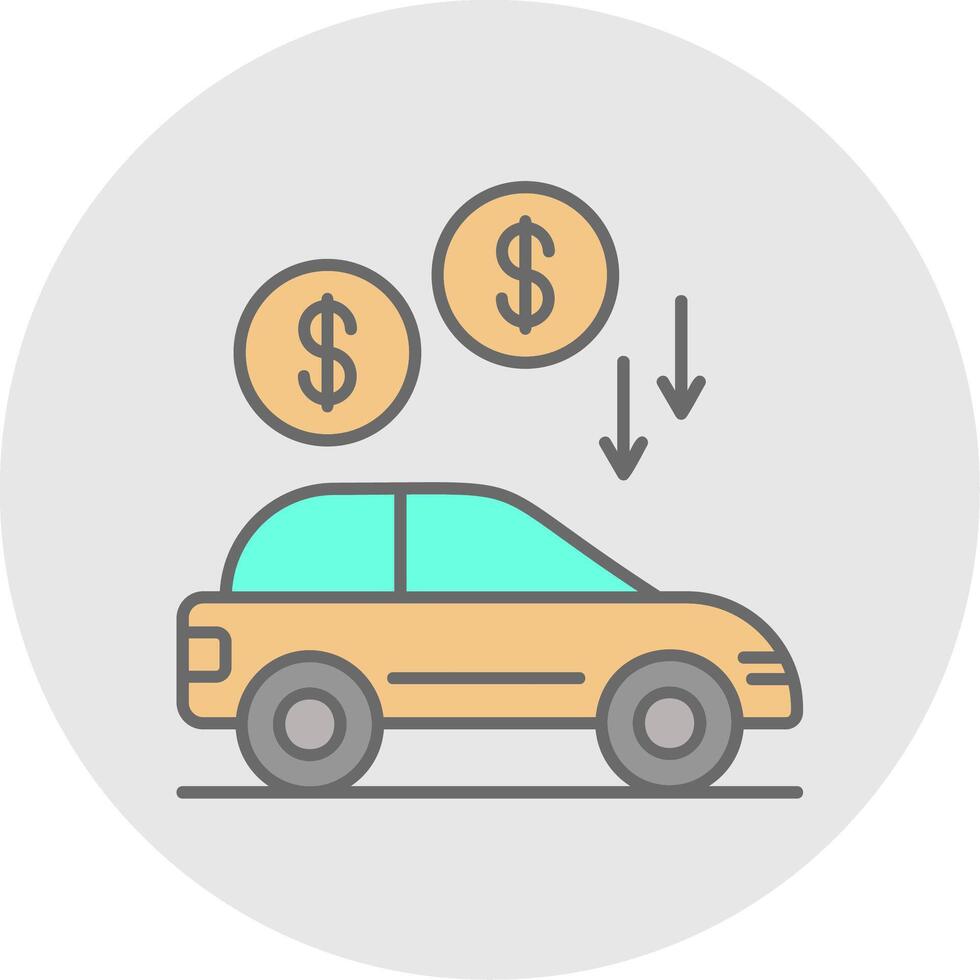 Car Loan Line Filled Light Circle Icon vector