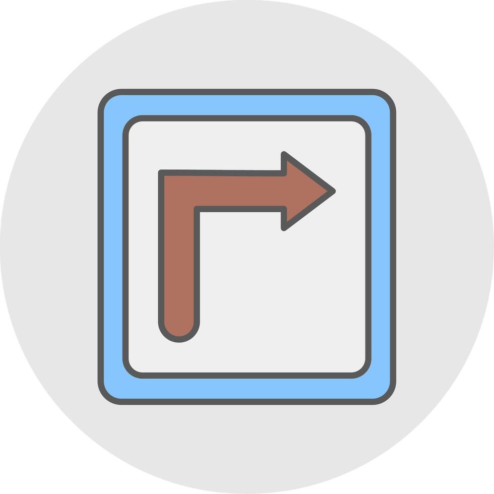 Turn Right Line Filled Light Circle Icon vector