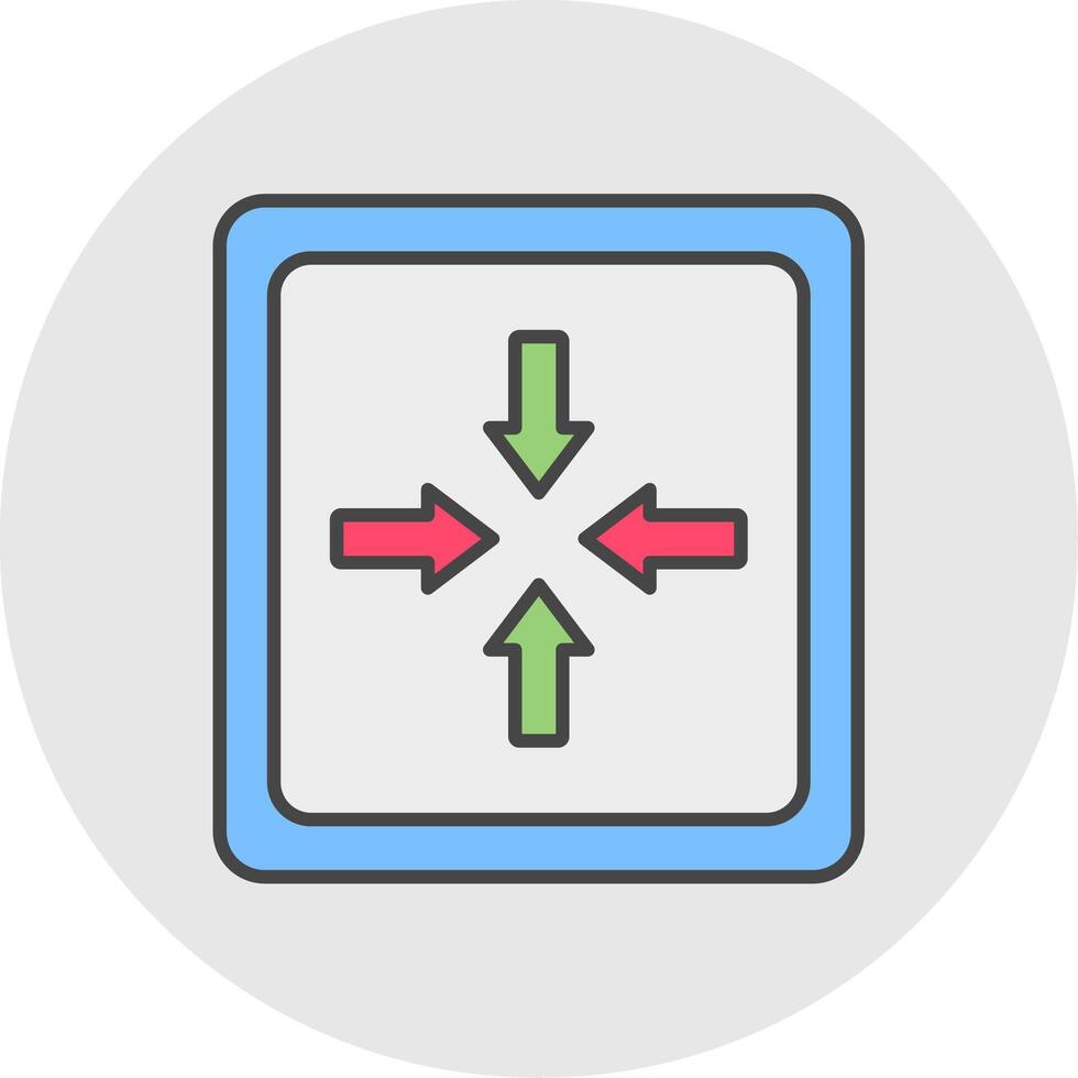 Exit Full Screen Line Filled Light Circle Icon vector
