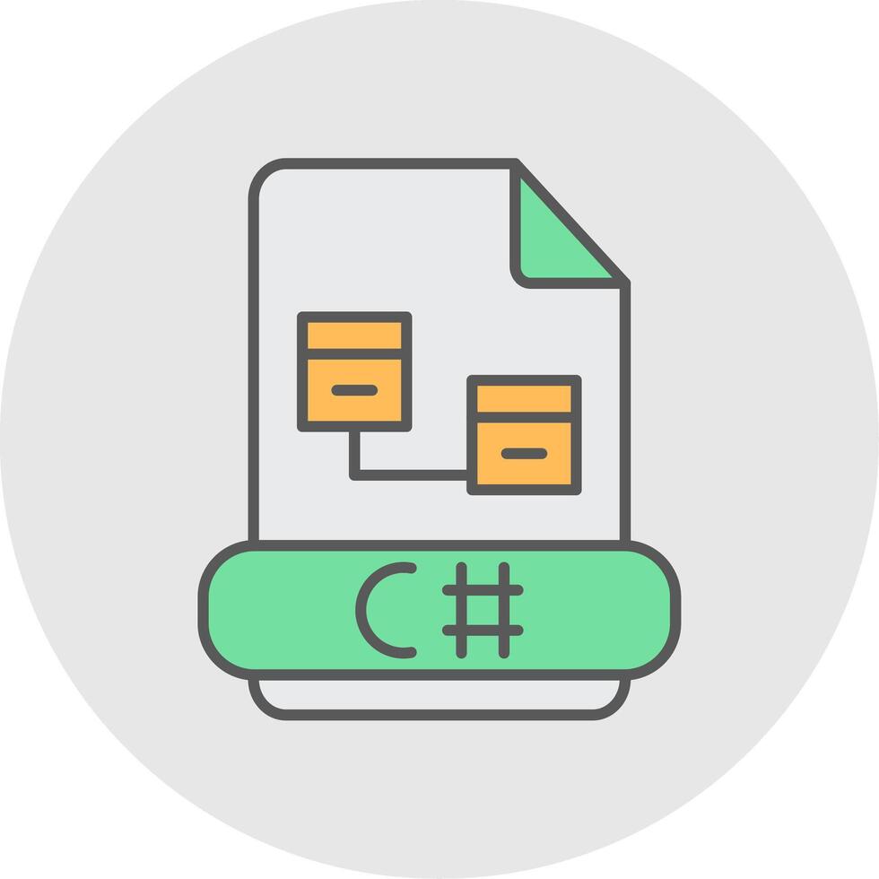 C Sharp Line Filled Light Circle Icon vector