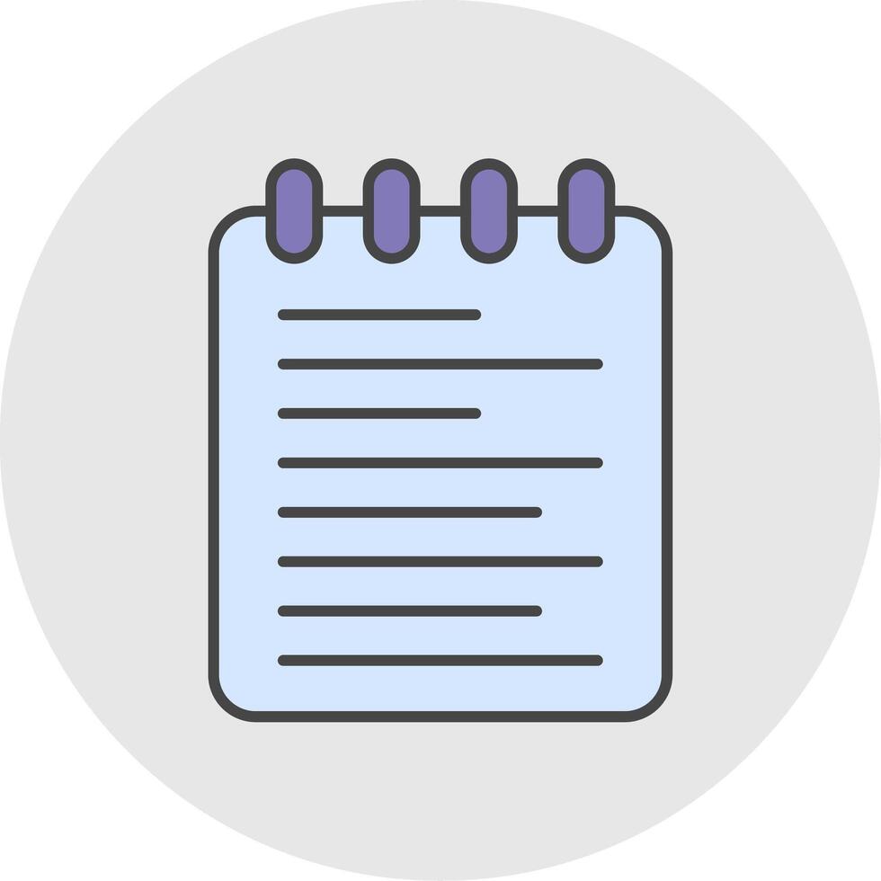 Note Pad Line Filled Light Circle Icon vector