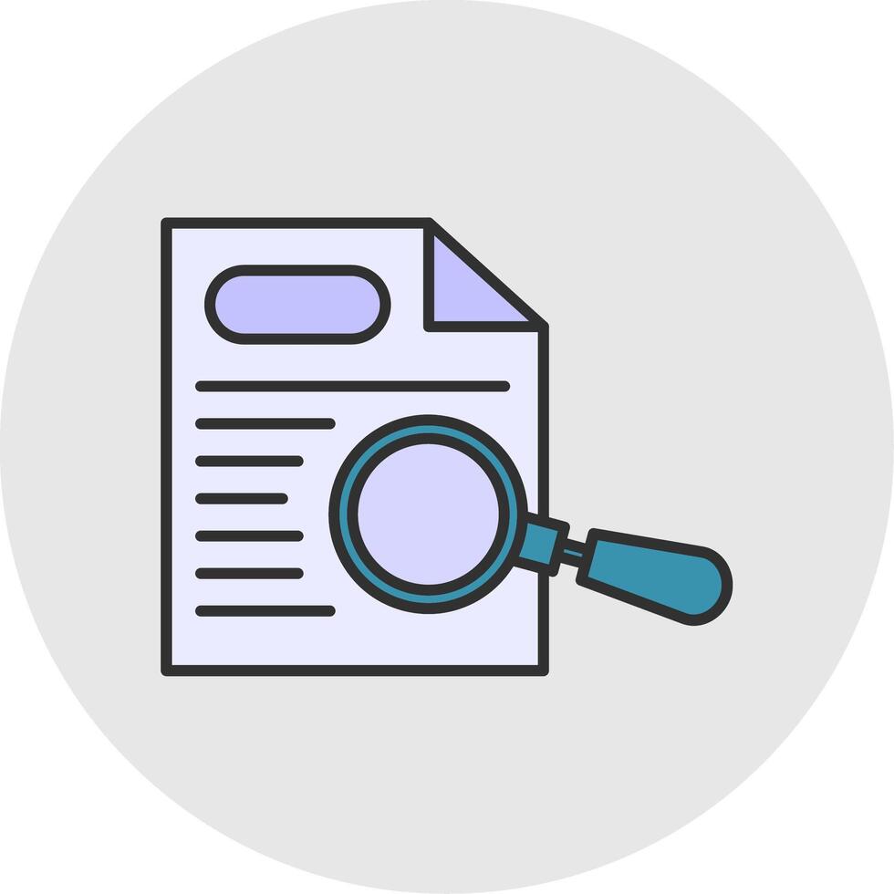 Paper Search Line Filled Light Circle Icon vector