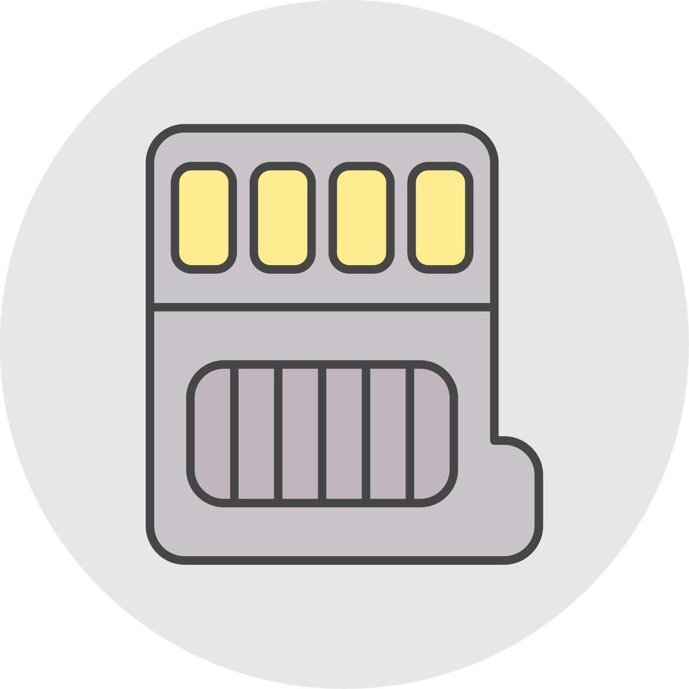Memory Card Line Filled Light Circle Icon vector