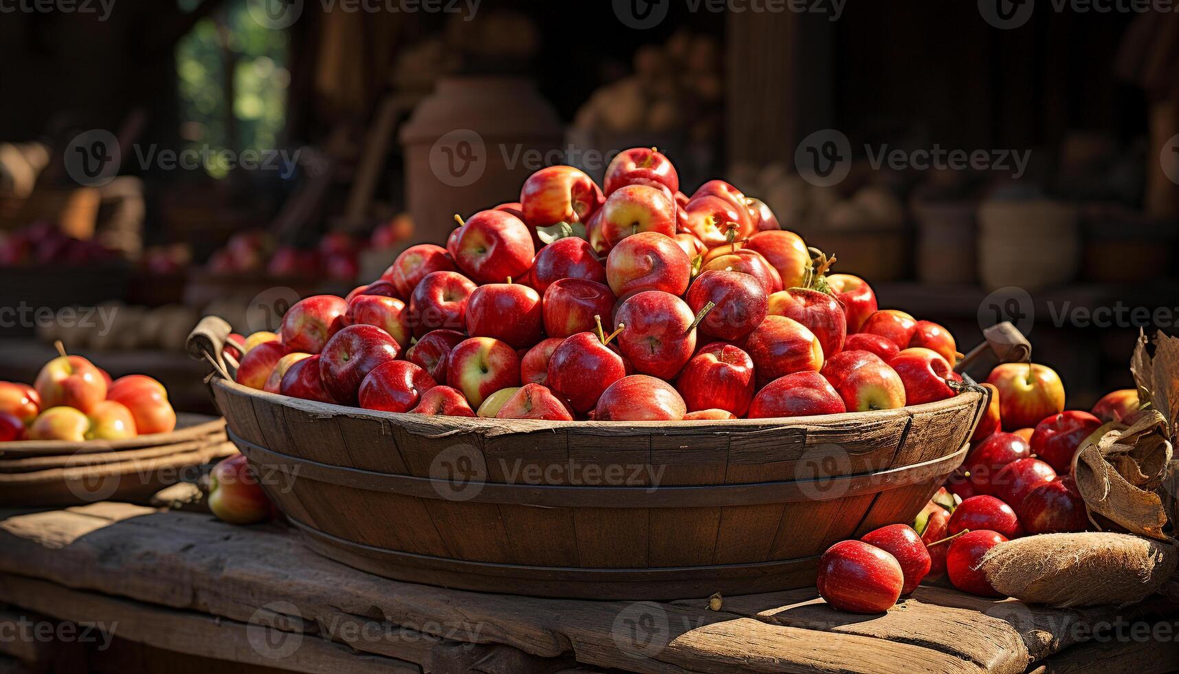 AI generated Freshness and abundance in a large fruit basket generated by AI photo