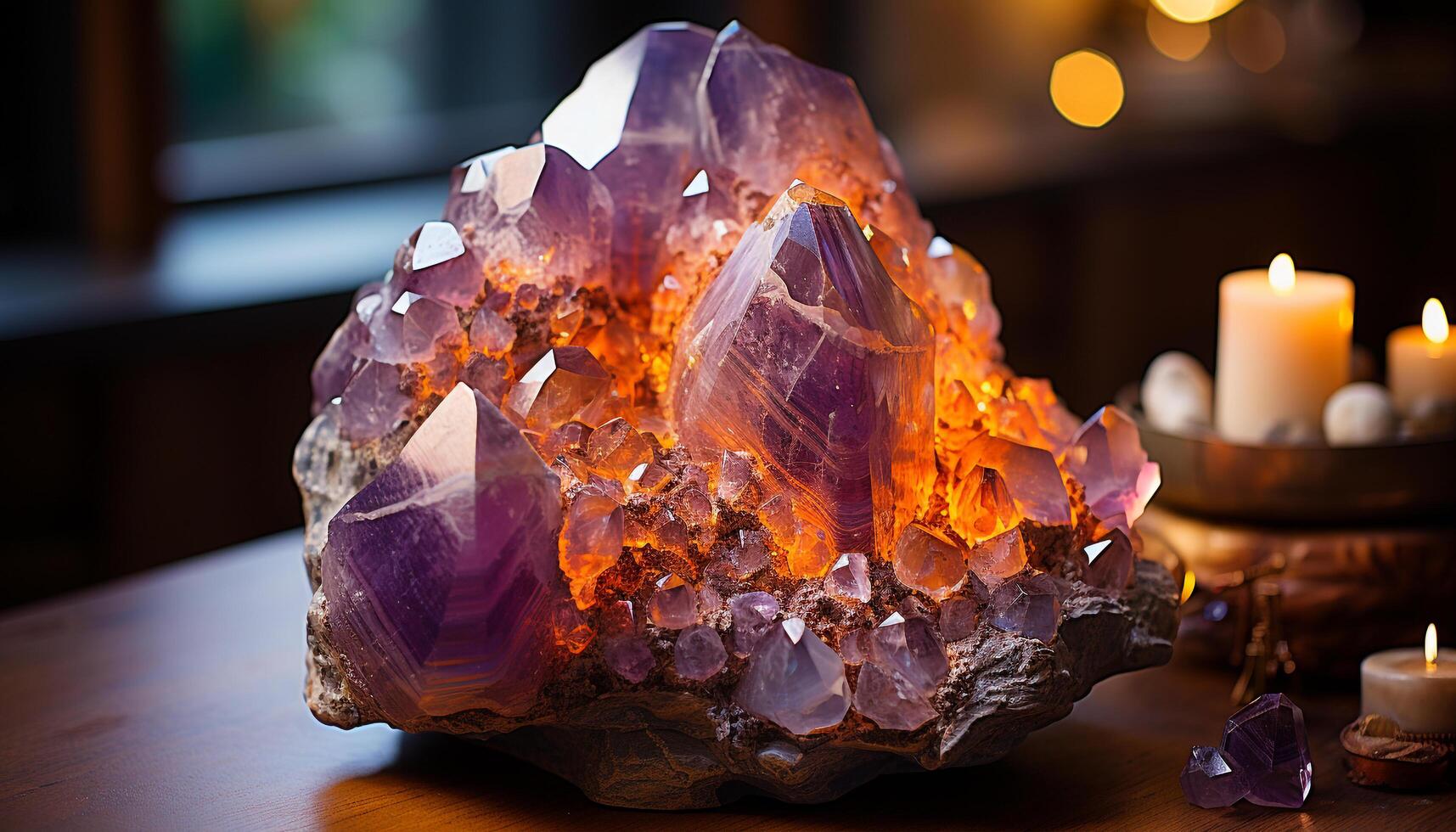 AI generated Bright gemstone agate, transparent quartz, illuminated by nature generated by AI photo
