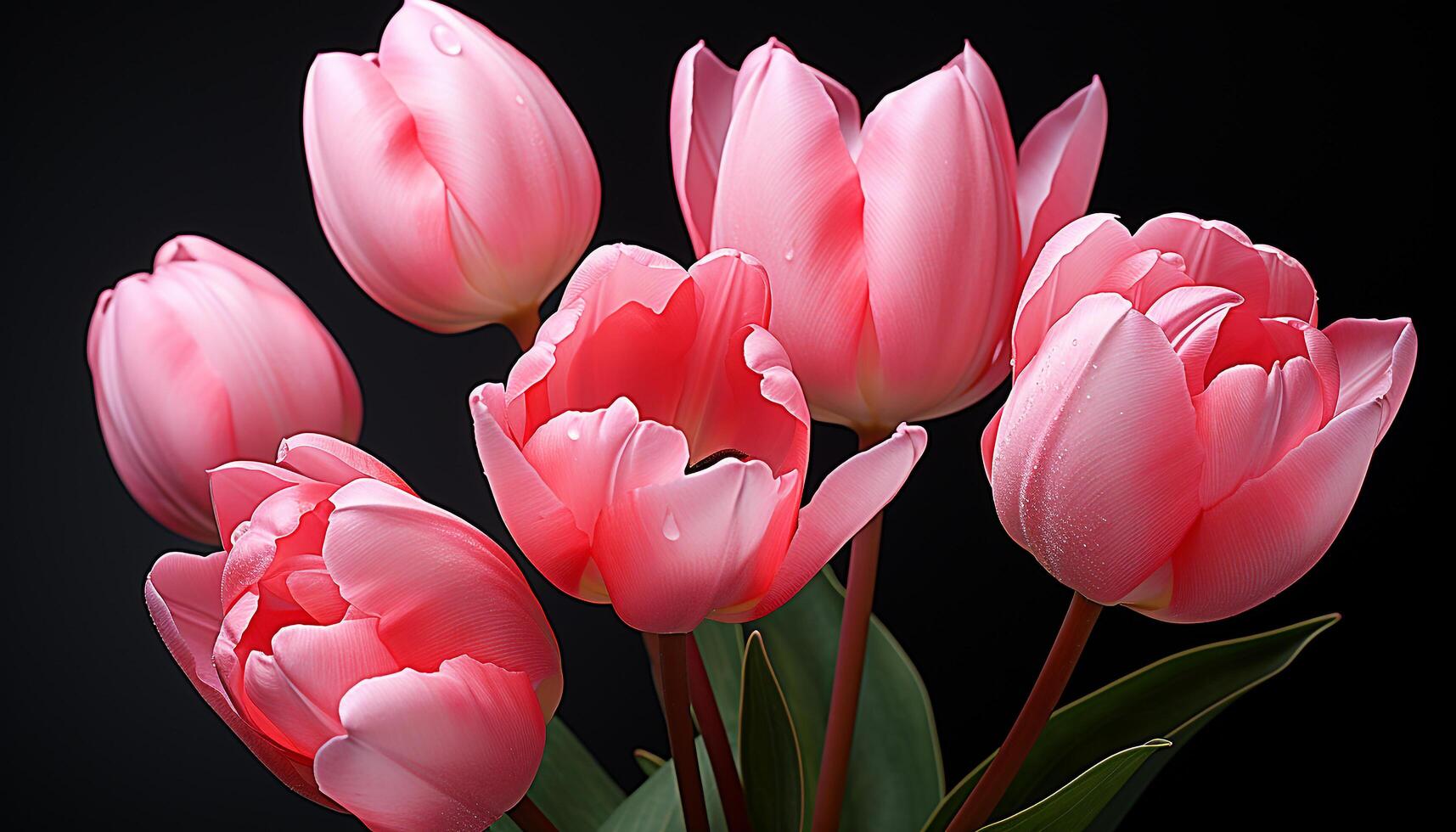 AI generated Vibrant tulip blossom in nature, close up and fresh generated by AI photo