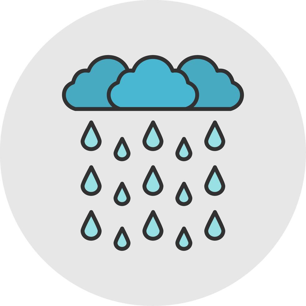 Heavy Rain Line Filled Light Circle Icon vector