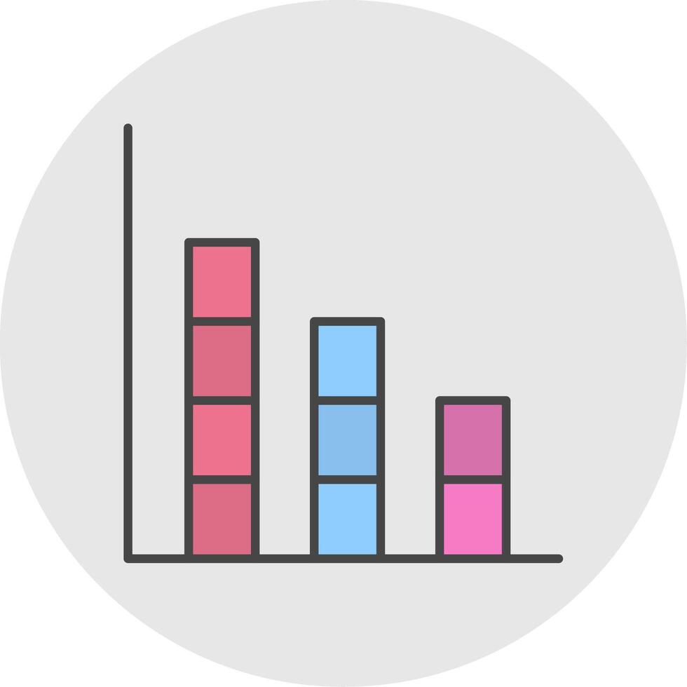 Bar Graph Line Filled Light Circle Icon vector