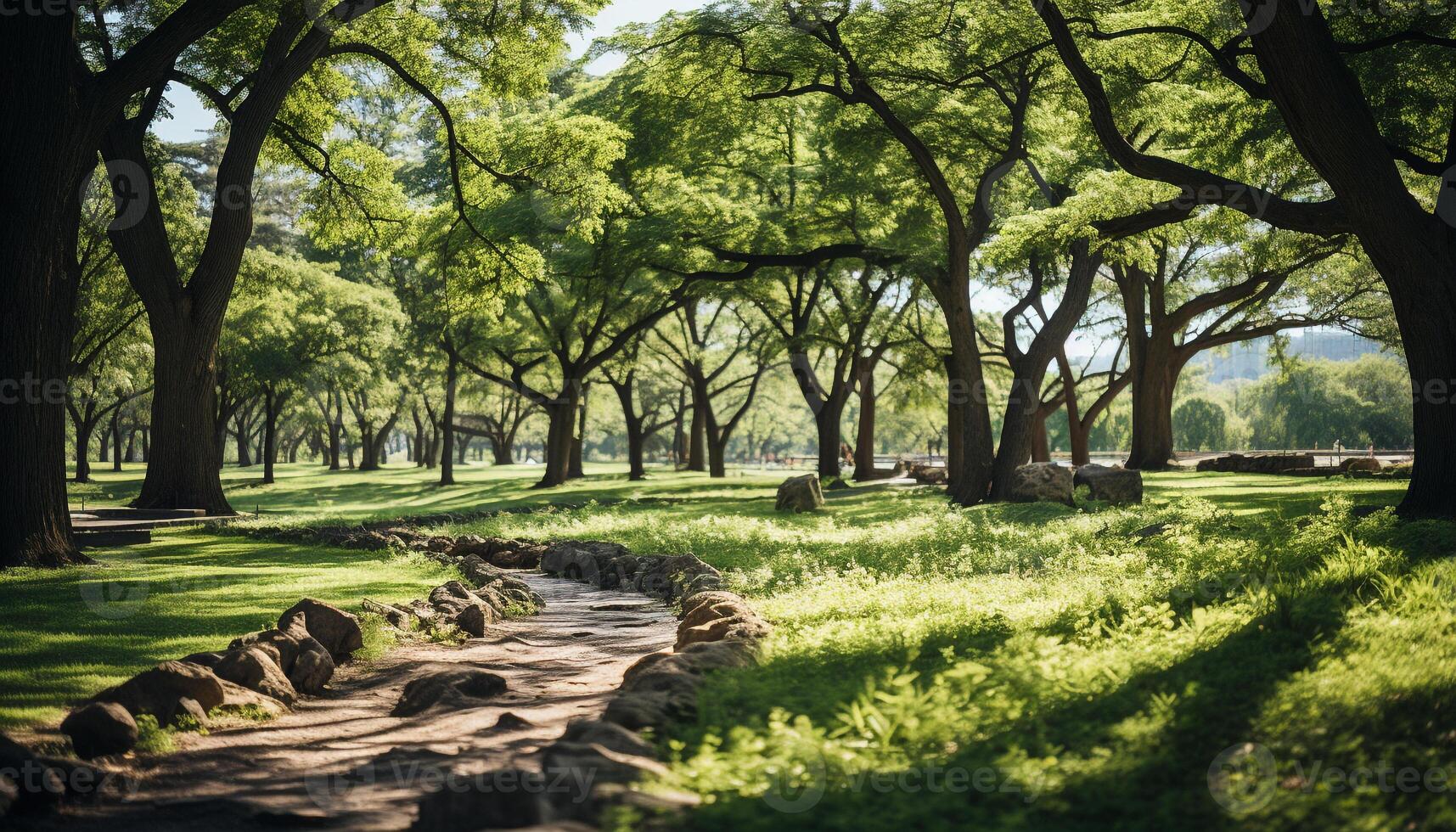 ai generado verde césped y árbol crear un tranquilo escena generado por ai foto