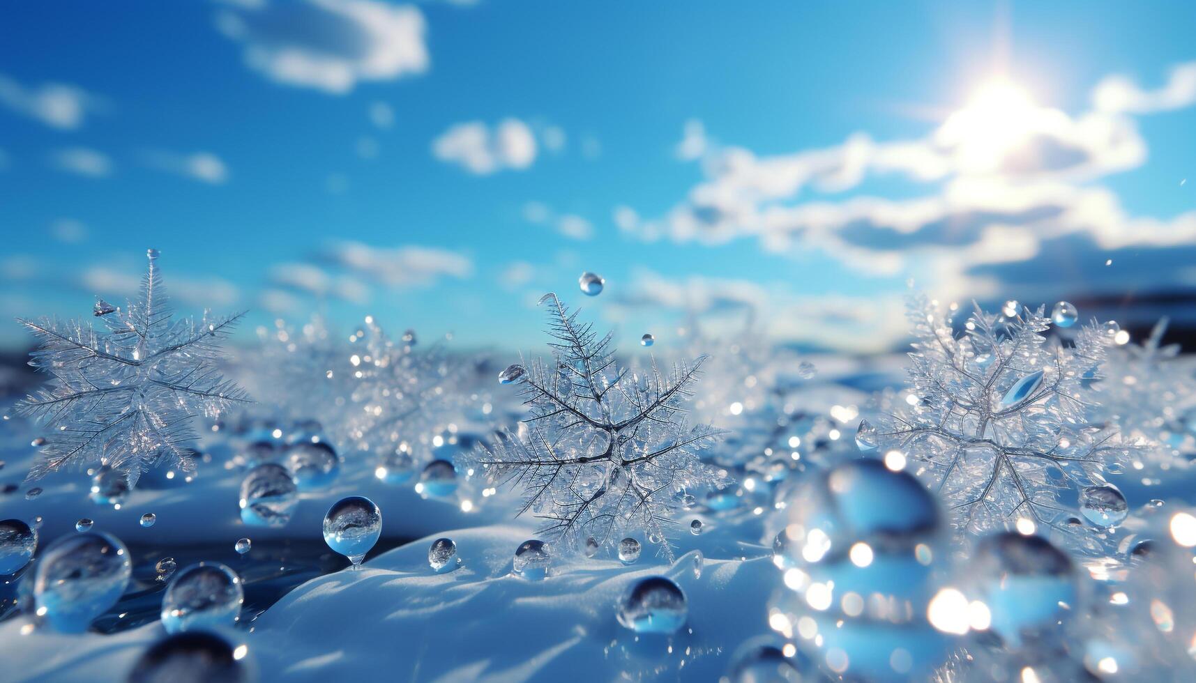 AI generated Freshness of winter, snow covered tree in nature generated by AI photo
