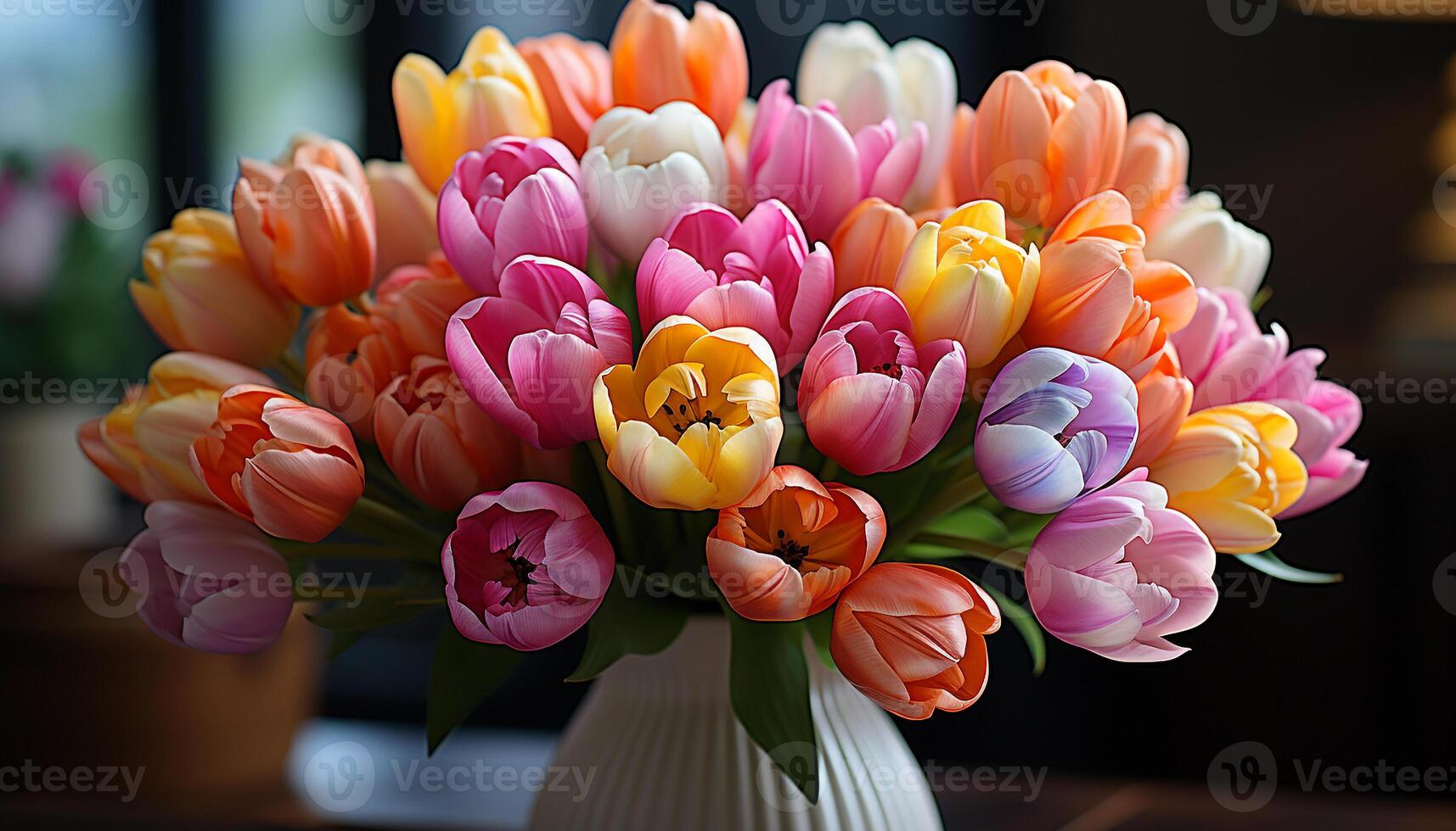 AI generated Flower bouquet in vase brings nature freshness generated by AI photo