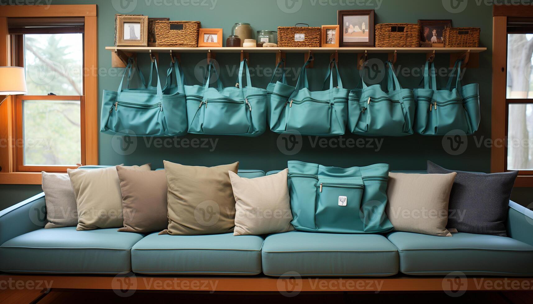 AI generated Comfortable sofa in a modern living room generated by AI photo