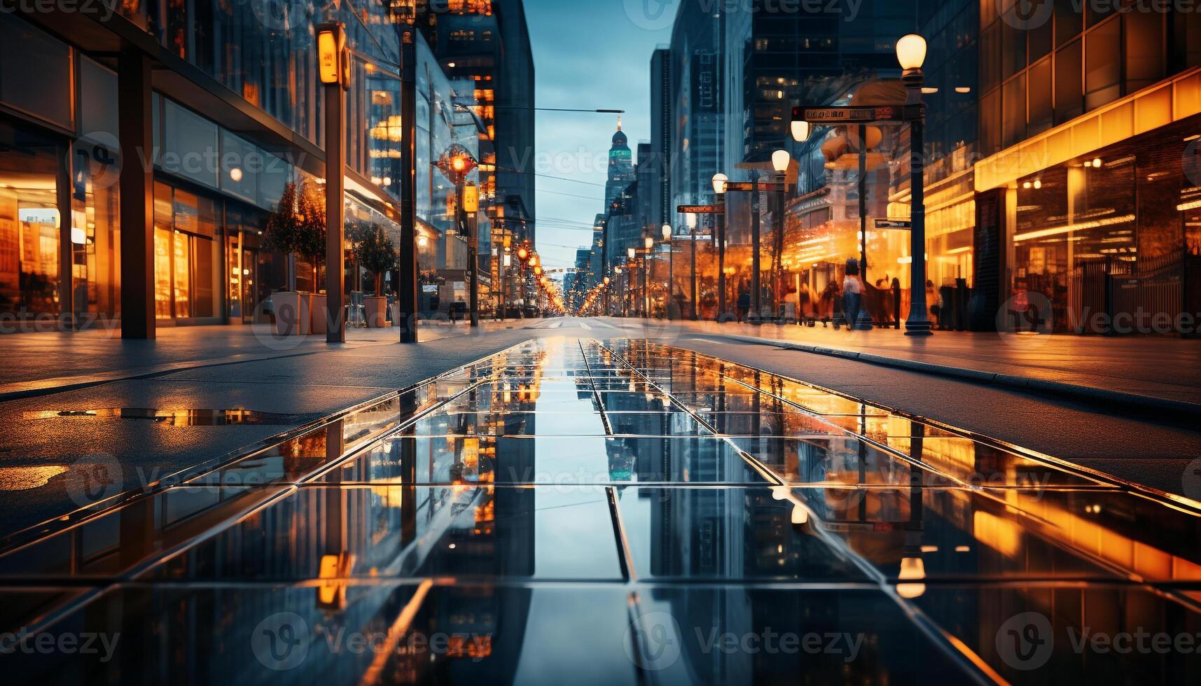 AI generated Futuristic skyscrapers illuminate the city vibrant nightlife generated by AI photo