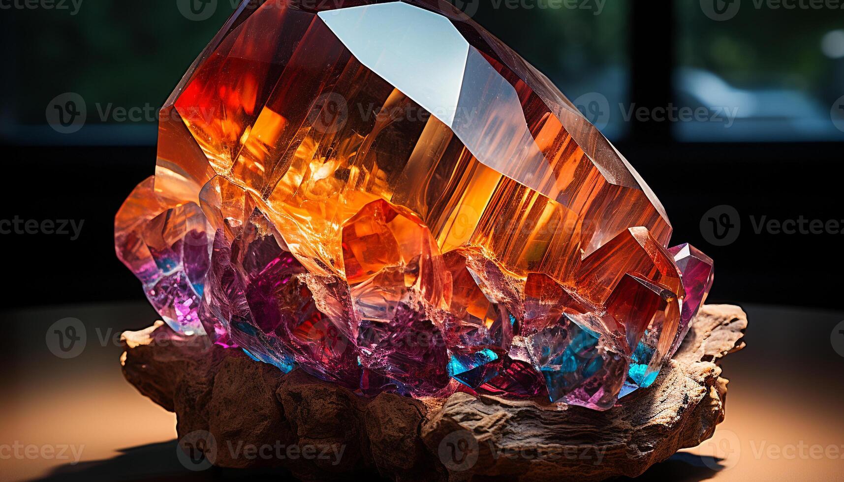 AI generated Shiny gemstone reflects vibrant colors, illuminating elegance generated by AI photo