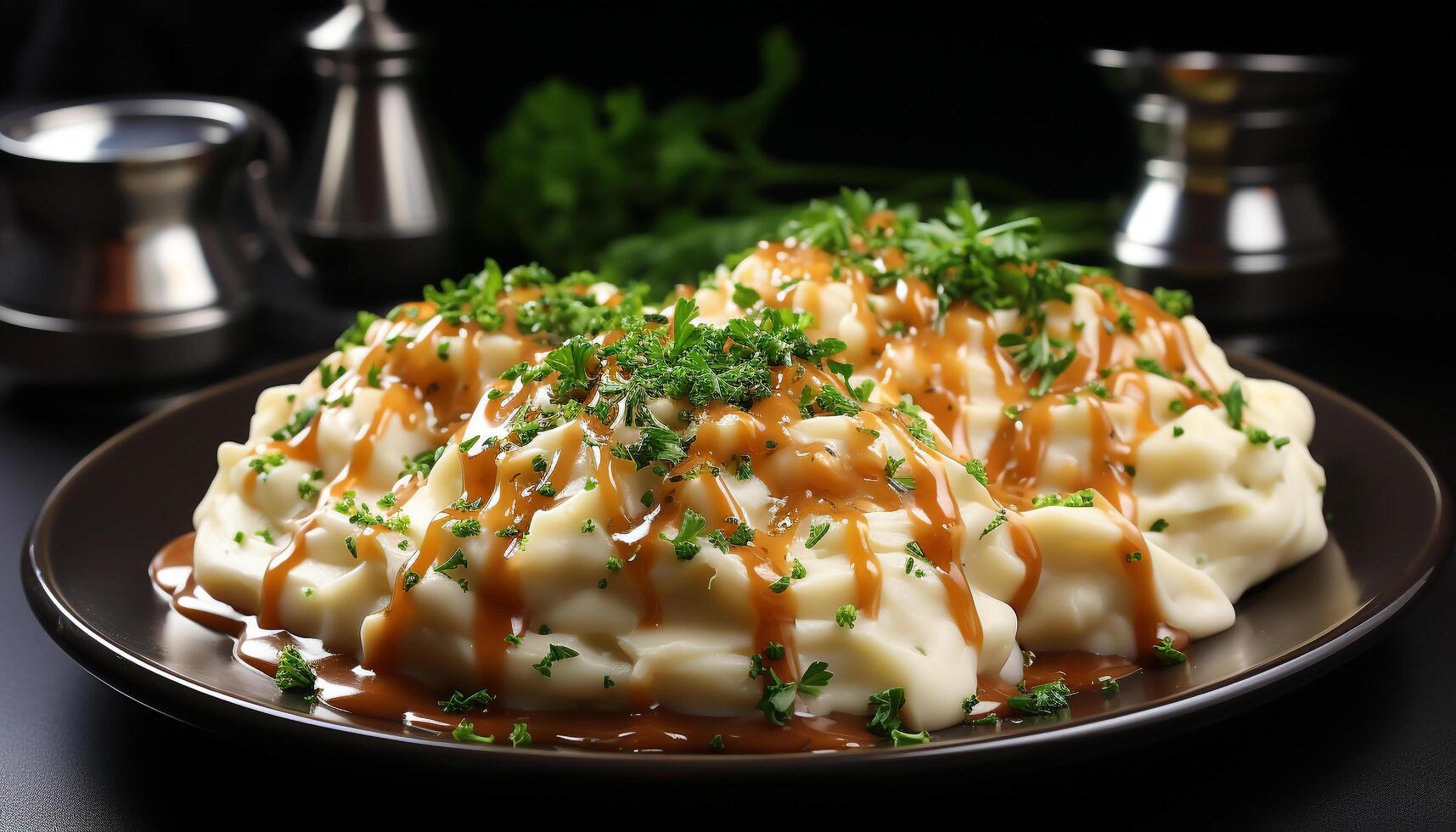 AI generated Freshness and gourmet meal on a wooden plate generated by AI photo