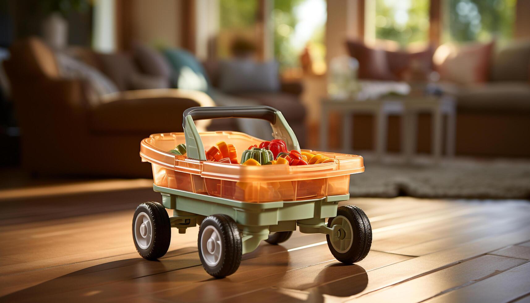 AI generated Fresh organic vegetables in a wooden crate indoors generated by AI photo