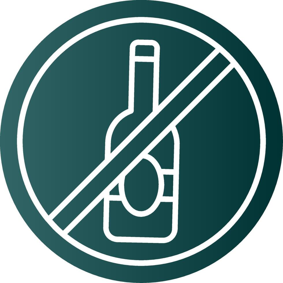 No alcohol glifo degradado verde icono vector