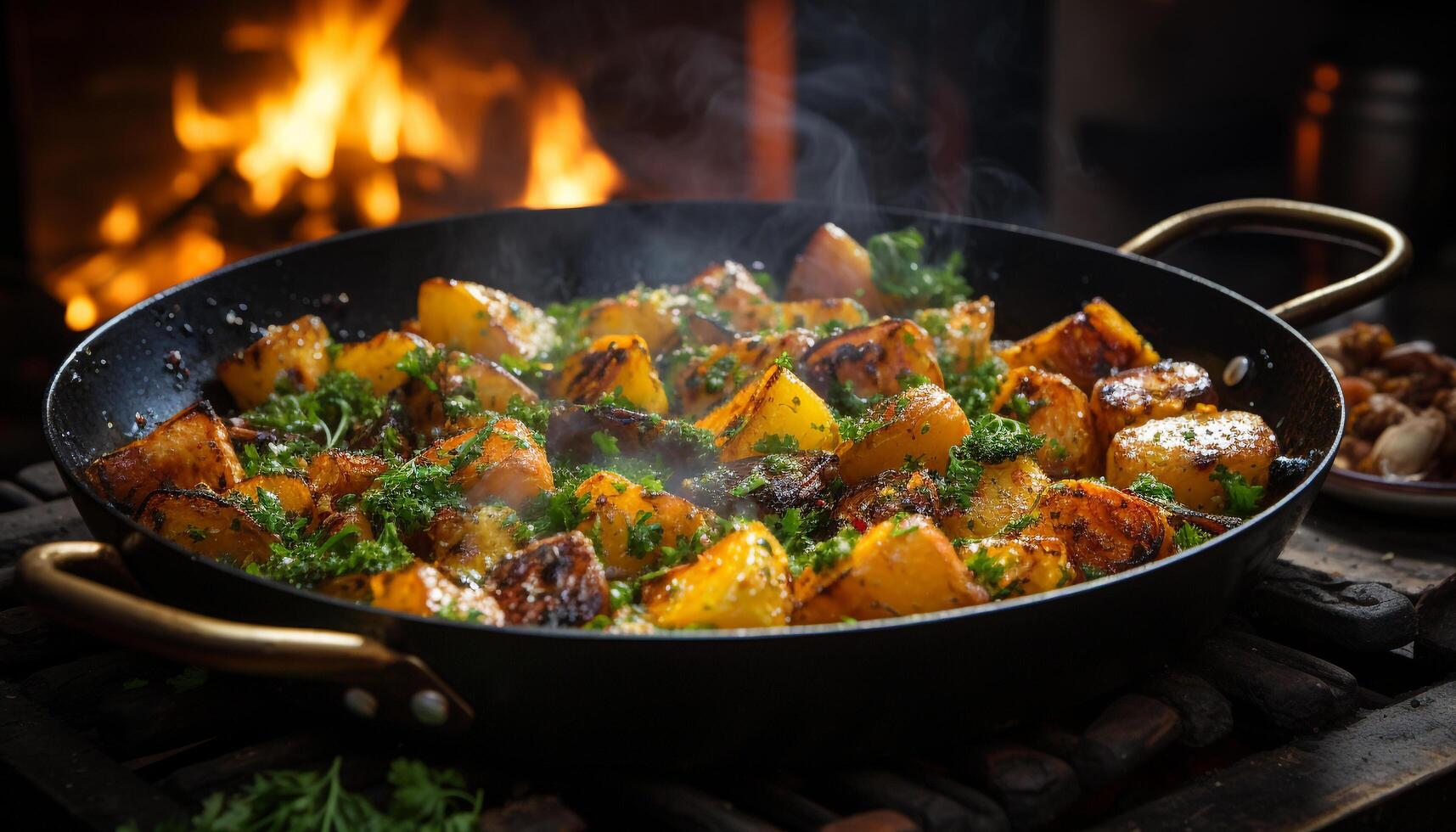 ai generado A la parrilla carne y verduras, un sano gastrónomo comida generado por ai foto