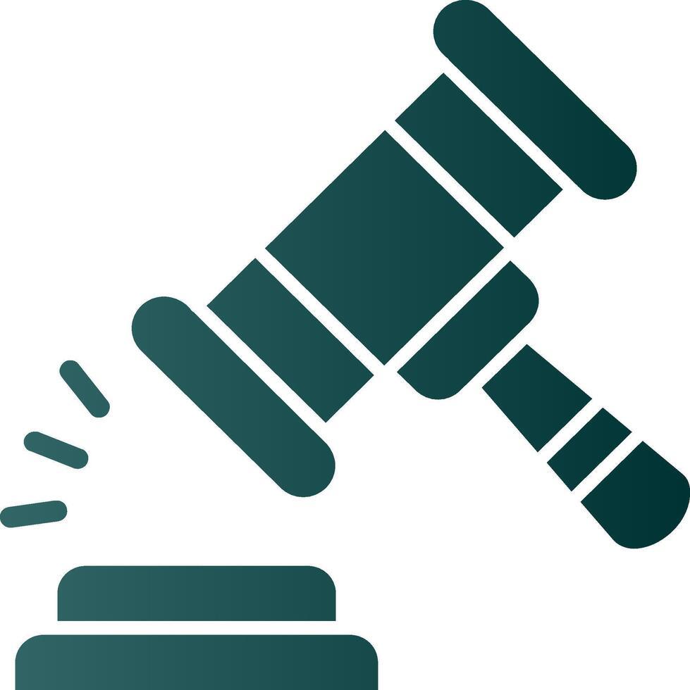 Gavel Glyph Gradient Green Icon vector