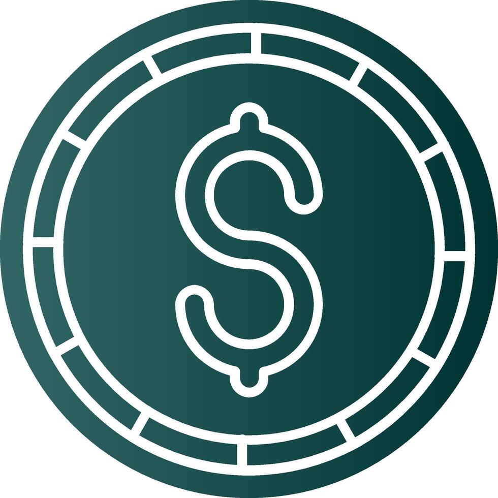 Dollar coin Glyph Gradient Green Icon vector