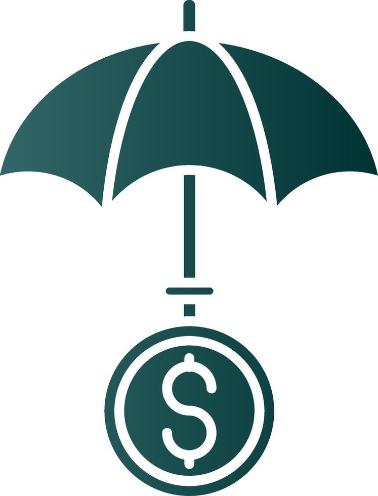 Umbrella Glyph Gradient Green Icon vector