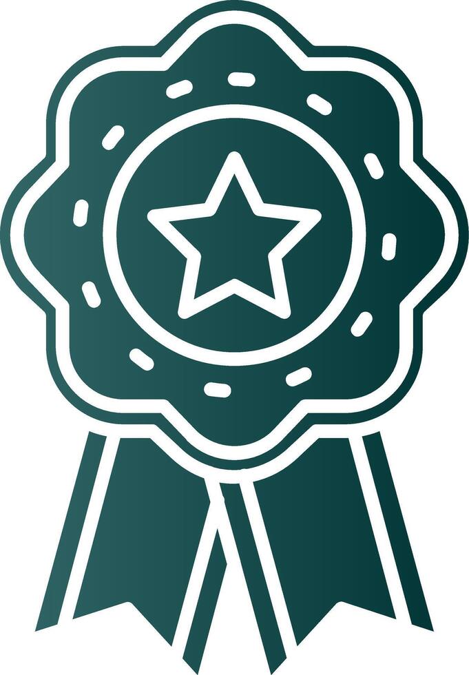 medalla glifo degradado verde icono vector
