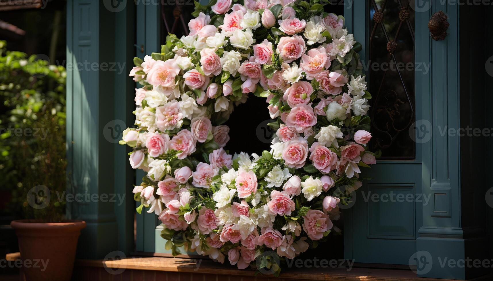 AI generated Flower bouquet, fresh pink blossoms, beauty in nature generated by AI photo