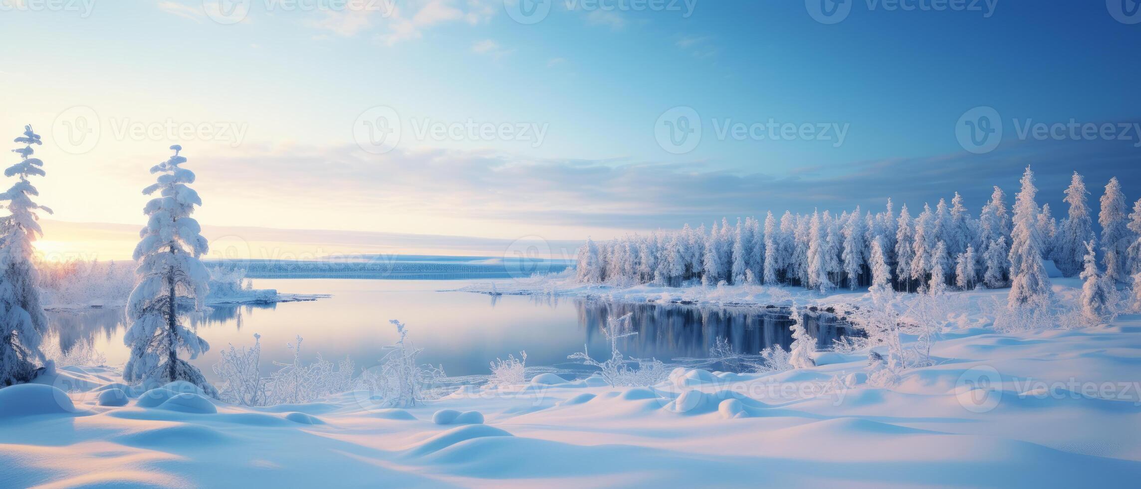 AI generated Winter Wonderland at Sunrise photo