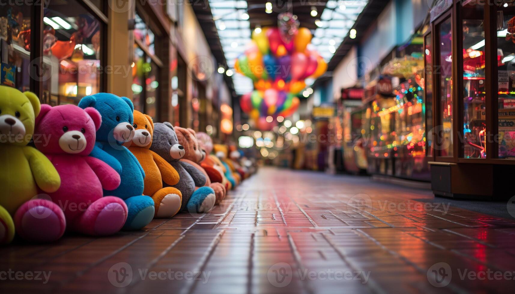 AI generated Nighttime city life illuminated by vibrant lanterns generated by AI photo