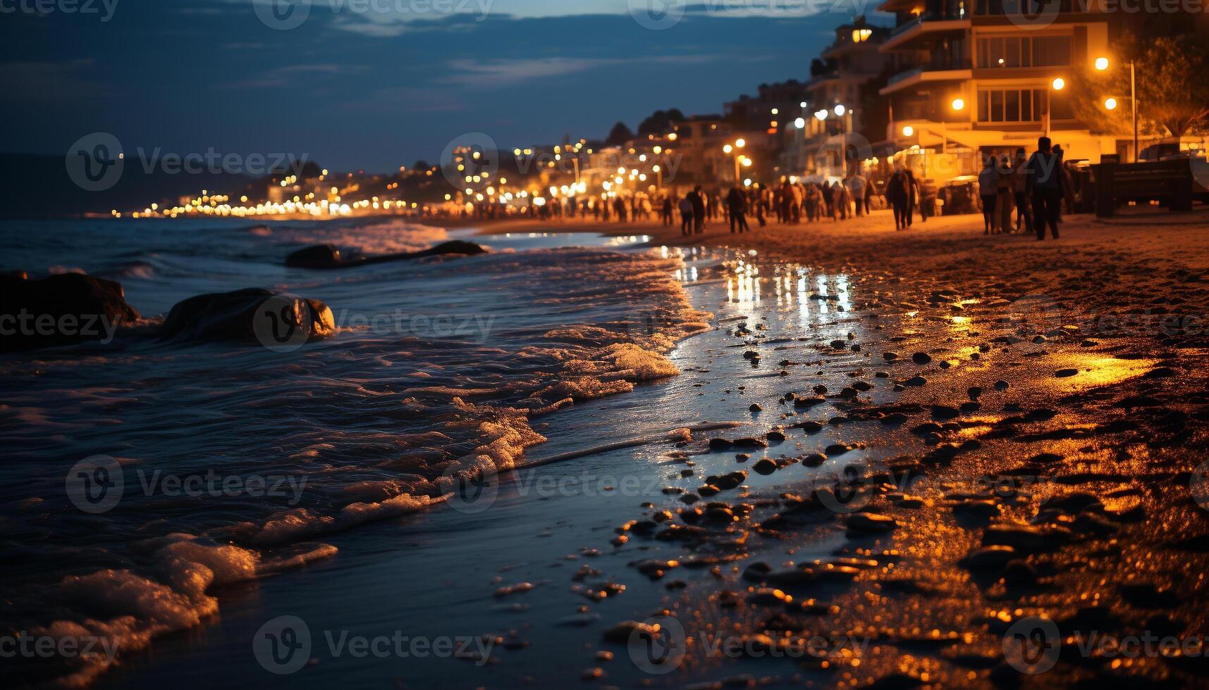 ai generado puesta de sol terminado agua, naturaleza oscuridad pintura obra maestra generado por ai foto