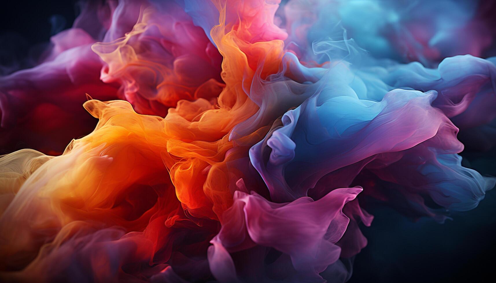 AI generated Abstract ink colors paint motion in blue smoke generated by AI photo