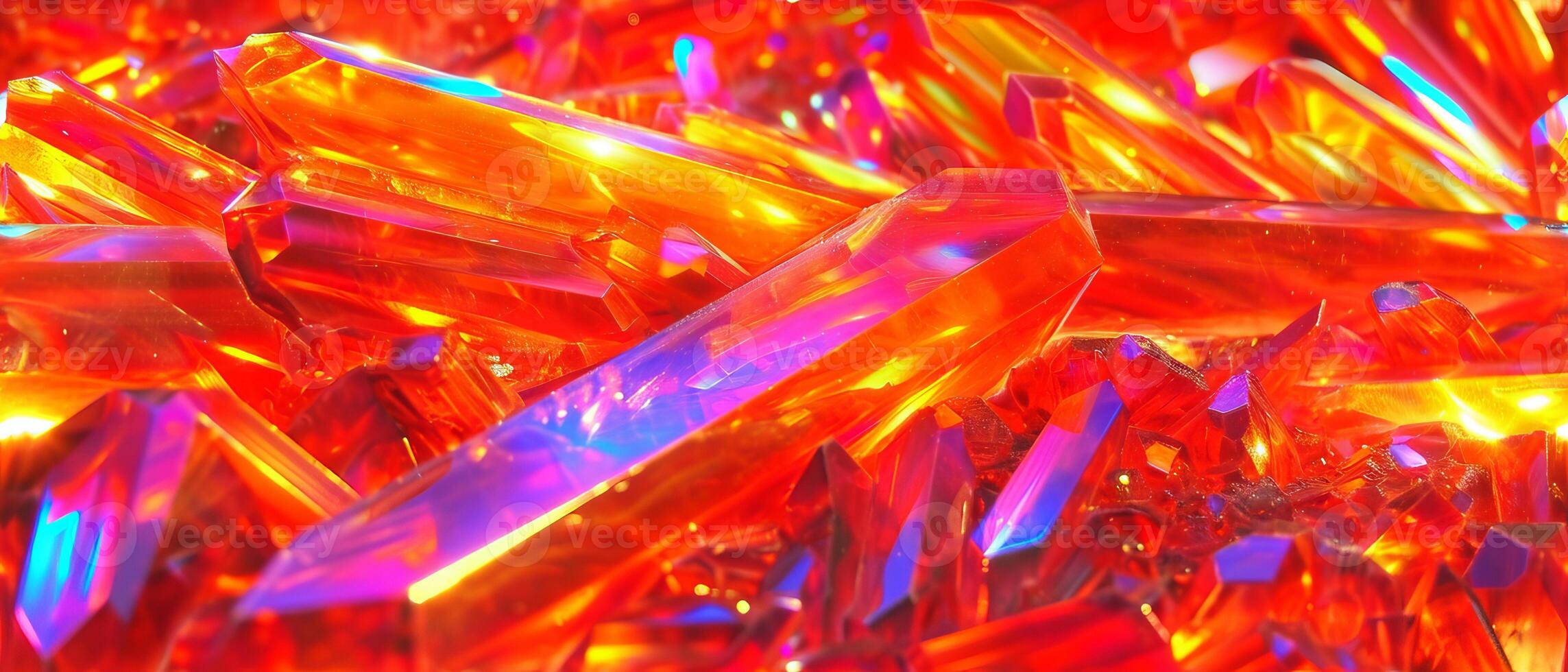 AI generated Vivid orange and red crystal formations resembling flames photo