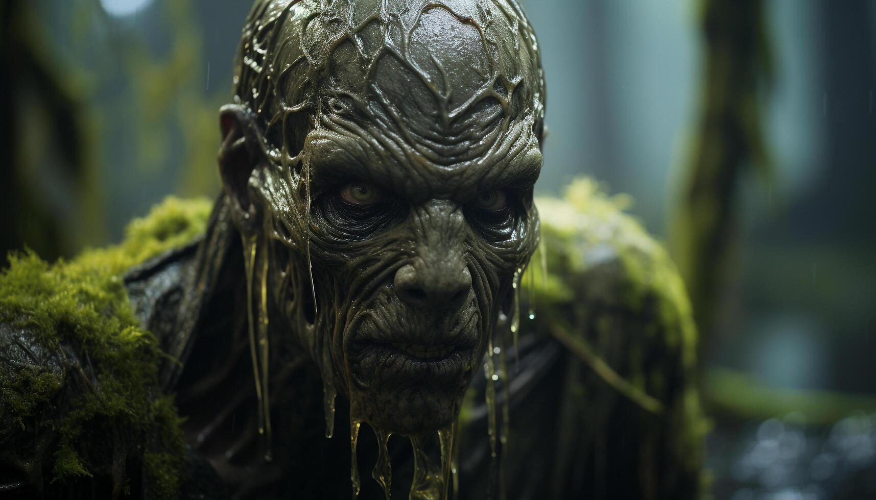 AI generated Close up portrait of a wet animal in nature generated by AI photo