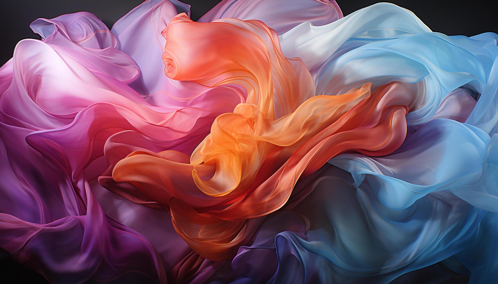 AI generated Abstract silk backdrop with flowing vibrant colored waves generated by AI photo