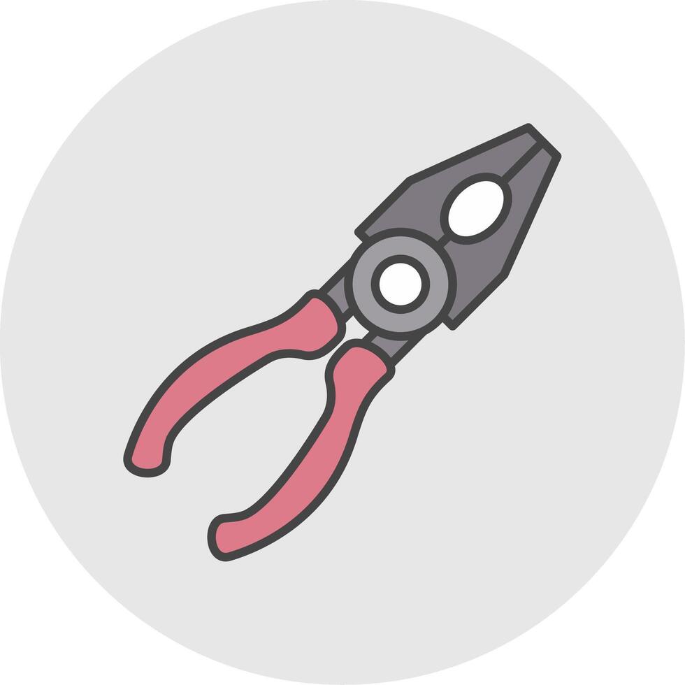 Pliers Flat Line Filled Light Circle Icon vector