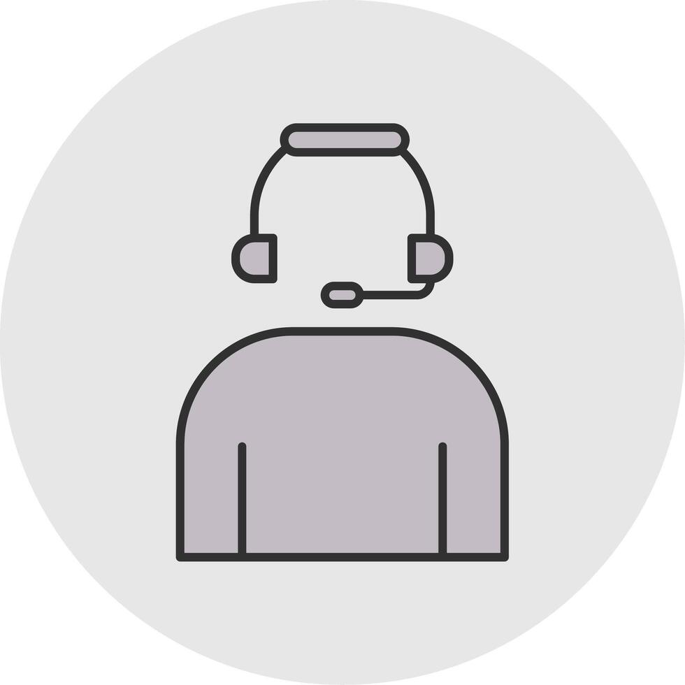 Headset Line Filled Light Circle Icon vector