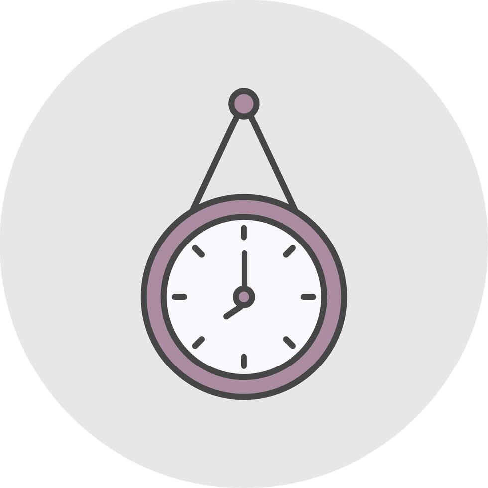 Wall Clock Line Filled Light Circle Icon vector