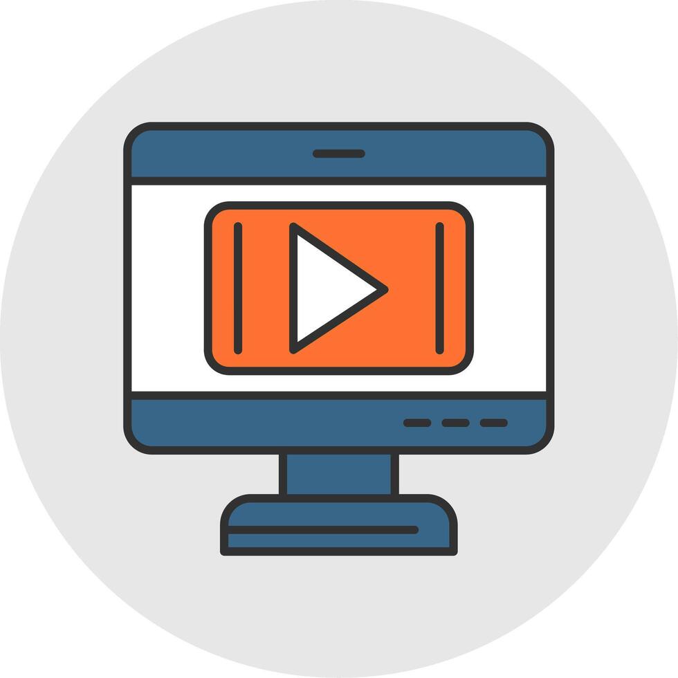 Video Player Line Filled Light Circle Icon vector