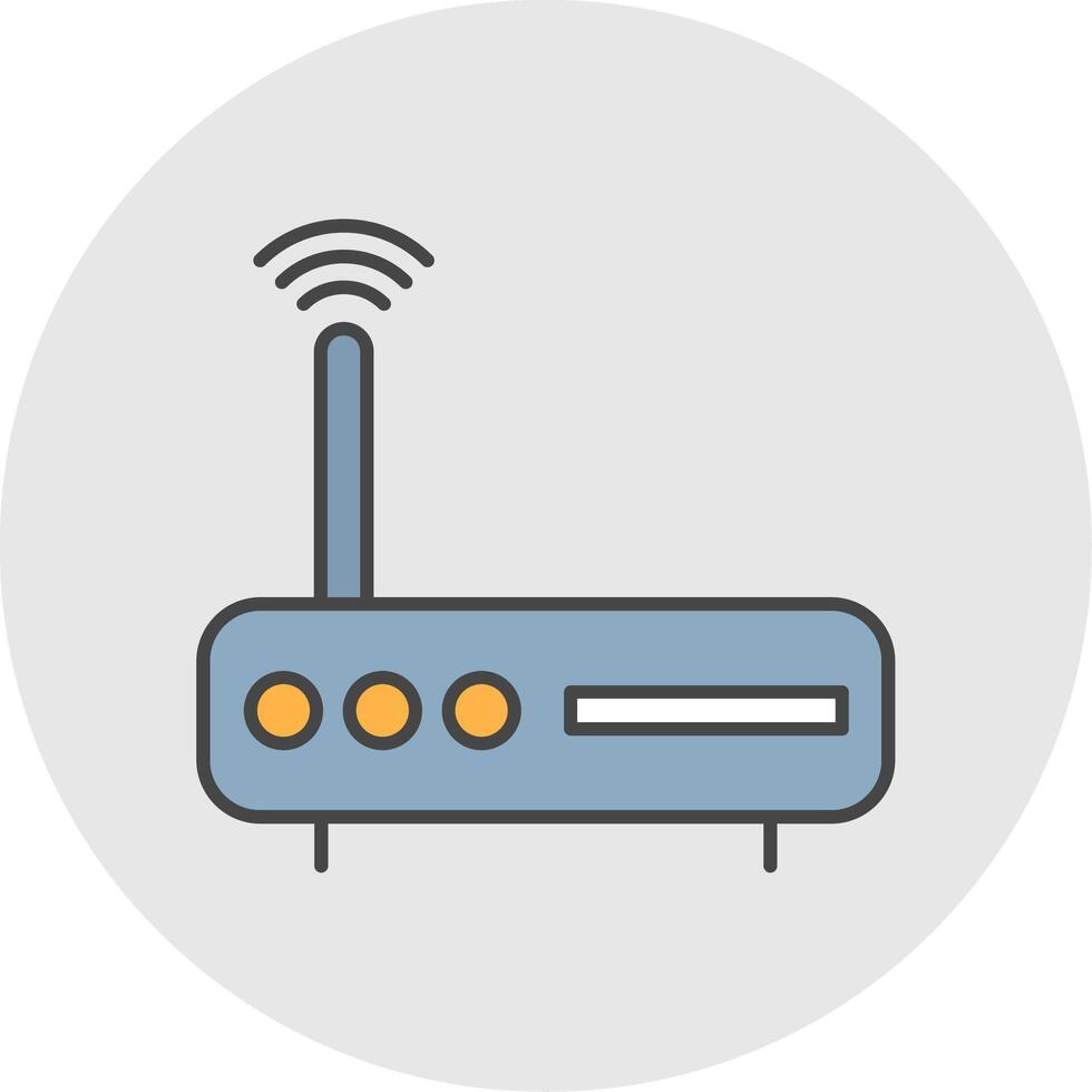 Modem Line Filled Light Circle Icon vector