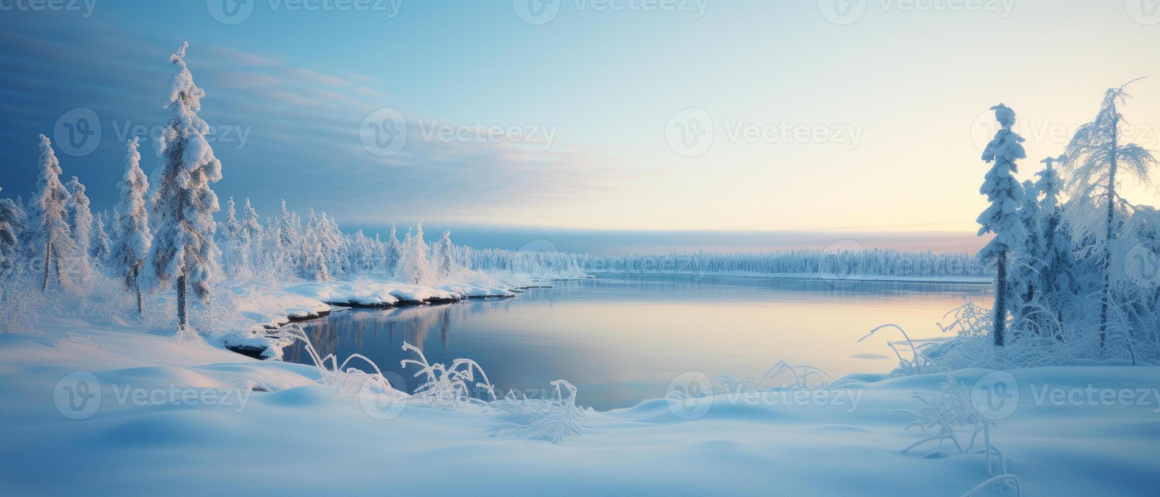 AI generated Winter Wonderland at Sunrise photo